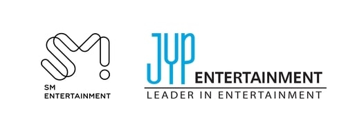 Logos of SM Entertainment, Left and JYP Entertainment [SM AND JYP ENTERTAINMENT]