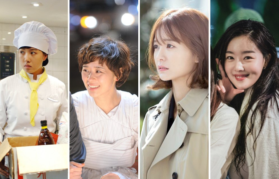 From left, female protagonists in their 30s from television series "My Lovely Sam Soon" (2005) on MBC, "Sweet My City" (2008) on SBS, "Discovery of Love" (2014) on KBS and "Work Later, Drink Now" (2021) on tvN [MBC, SBS, KBS, TVN]