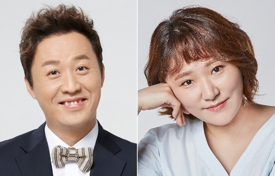 Comedian Jung Jun-ha, left and actor Kim Hyun-sook is inflicted with Covid-19, local media reported Thursday. [YONHAP]