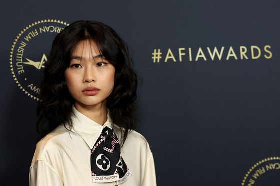 Hoyeon poses at the American Film Institute (AFI) Awards in Beverly Hills, California, U.S., on March 11, 2022. [REUTERS]