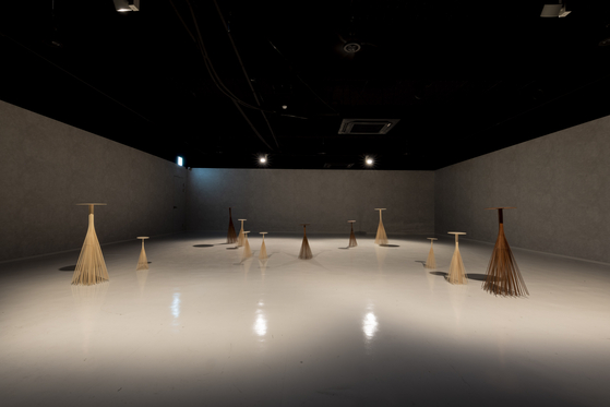 “Rubbish Things” (2018) by Takuto Ohta, a moving wooden object that moves to find a comfortable place for itself. [DAVID KAPELIAN]