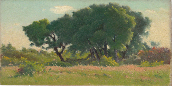 A miniature landscape painting titled 