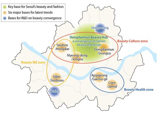 A basemap of Seoul's beauty industry. [SEOUL METROPOLITAN GOVERNMENT]