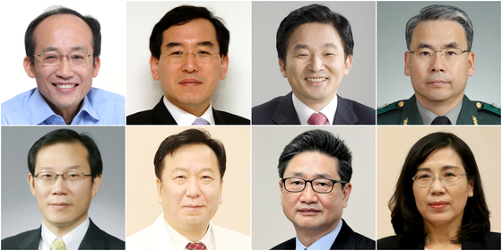 From top left: Choo Kyung-ho; Lee Chang-yang. Won Hee-ryong; and Lee Jong-sup. From bottom left: Lee Jong-ho; Chung Ho-young; Park Bo-gyoon; and Kim Hyun-sook. [YONHAP]