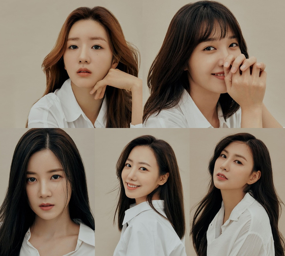Apink members clockwise from top left, Yoon Bo-mi, Jeong Eun-ji, Oh Ha-young, Kim Nam-joo and Park Cho-rong [ILGAN SPORTS] 