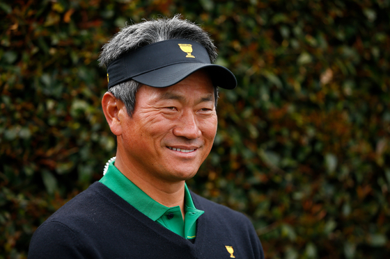 K.J. Choi appears as assistant captain during the 2019 Presidents Cup at Royal Melbourne Golf Course in Melbourne, Australia on Dec. 11, 2019. [GETTY IMAGES]