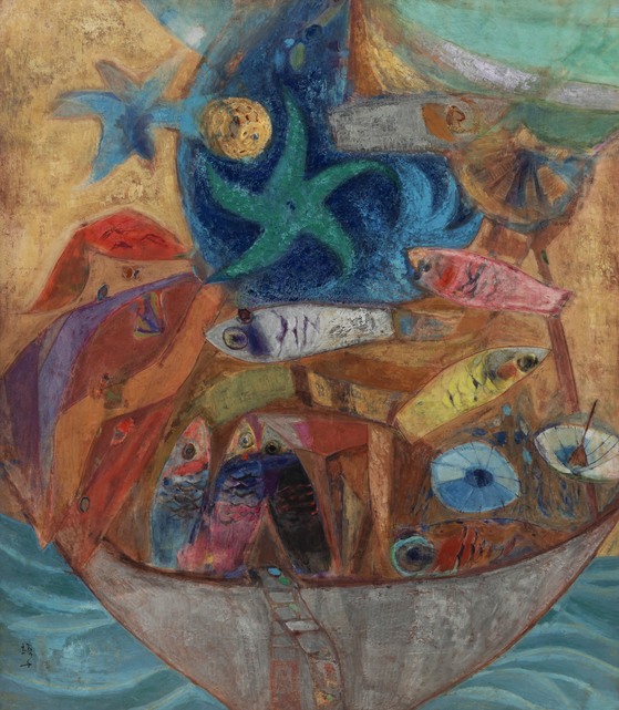 Chun Kyungja's (1924-2015) "A Boat Full of Fish" [NATIONAL MUSEUM OF KOREA]