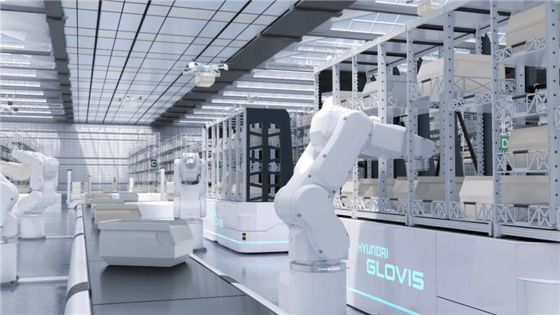 Hyundai Glovis' automated smart logistics system computer rendering. [HYUNDAI GLOVIS]