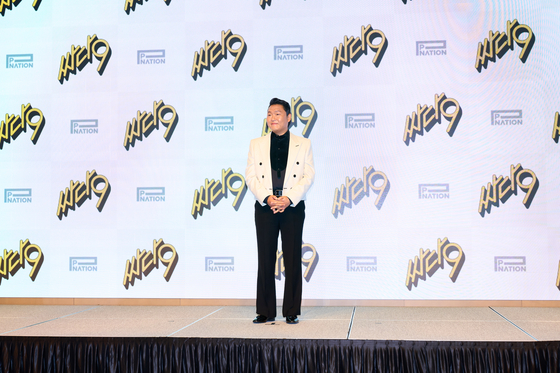 PSY poses during a press conference for his new album “Psy 9th” at the Fairmont Ambassador Seoul in Yeouido, western Seoul, on April 29. [P NATION]          