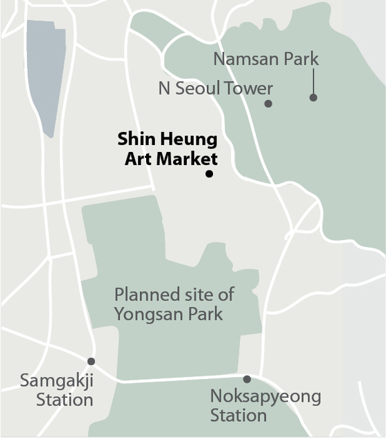 Map of the Haebangchon area in Yongsan District, central Seoul [LEE JIAN]