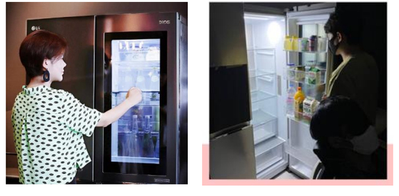 LG Electronics adjusted the lighting inside a refrigerator to prevent glare in the nighttime. [LG ELECTRONICS]