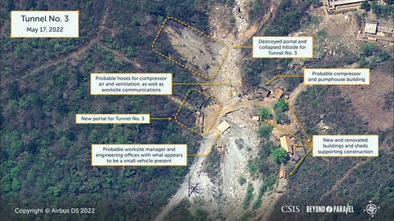 Satellite imagery of the Punggye-ri test site in North Hamgyong Province in North Korea shows excavation work in preparation for a possible nuclear test. [BEYOND PARALLEL]