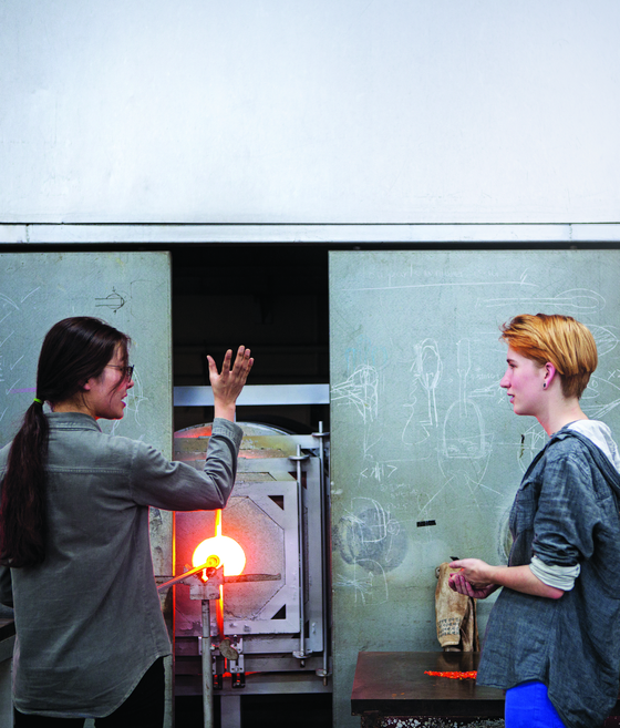 Students working in a glass studio at the School of Visual Arts, Korea National University of the Arts [KIM KYOUNGSOO]
