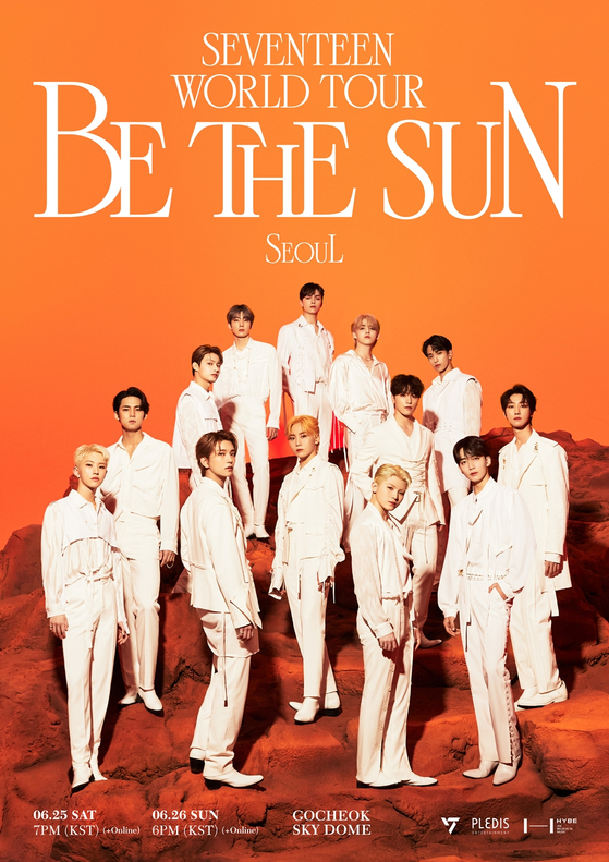 The boy band is to embark on its world tour “SEVENTEEN WORLD TOUR [BE THE SUN]”, starting with two Seoul concerts on June 25 and 26. [PLEDIS ENTERTAINMENT]