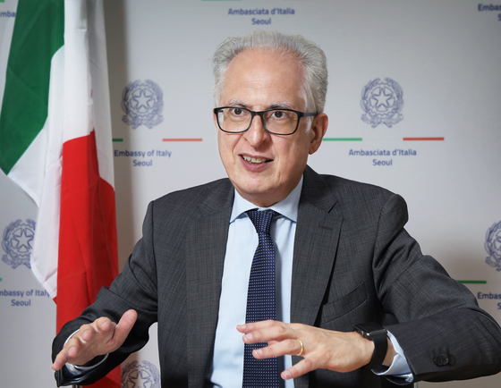 Federico Failla, ambassador of Italy to Korea, speaks with the Korea JoongAng Daily at the embassy in Seoul on May 25, a week ahead of Republic Day in Italy. [PARK SANG-MOON]