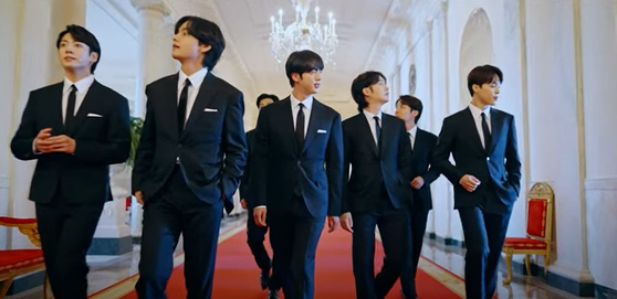 BTS members walk around the White House from the video clip released by the White House on June 4 after their visit on May 31. [THE WHITE HOUSE]
