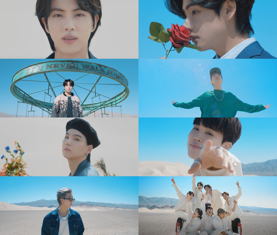 Scenes from the music video for “Yet To Come (The Most Beautiful Moment),” which dropped Friday [BIG HIT MUSIC]