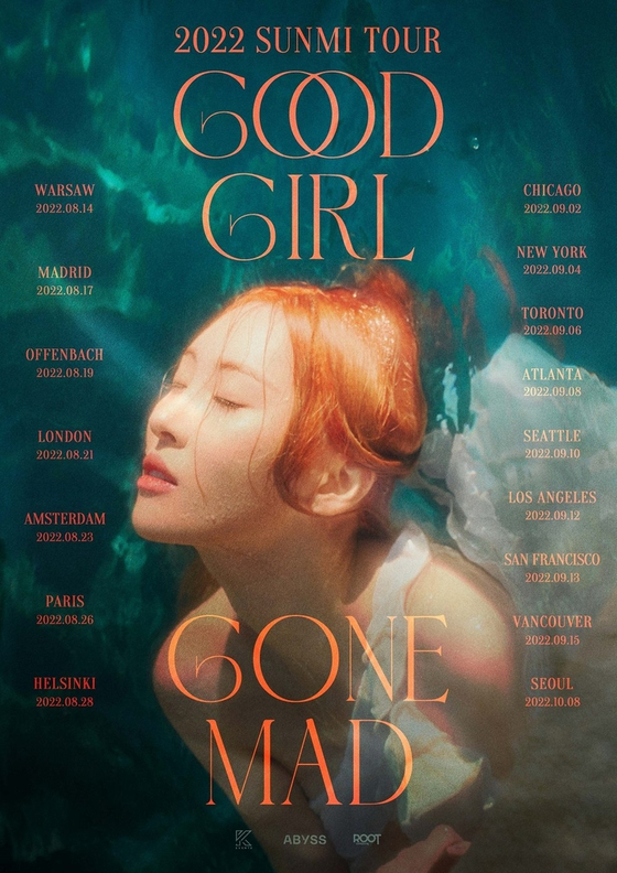Sunmi will start her second world tour "Good Girl Gone Mad" on Aug. 14. [ABYSS COMPANY]