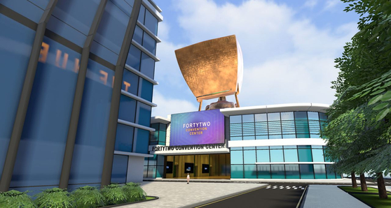 A view of the 42 Convention Center, a virtual building in Soma, Zigbang's metaverse application. [ZIGBANG]