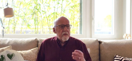 Paulo Coelho gives an interview at his home in Geneva for the 3rd BTS Global Interdisciplinary Conference. [SCREEN CAPTURE]
