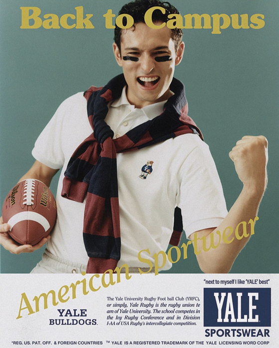An advertisement by Words Corporation for its Yale clothing brand [SCREEN CAPTURE]