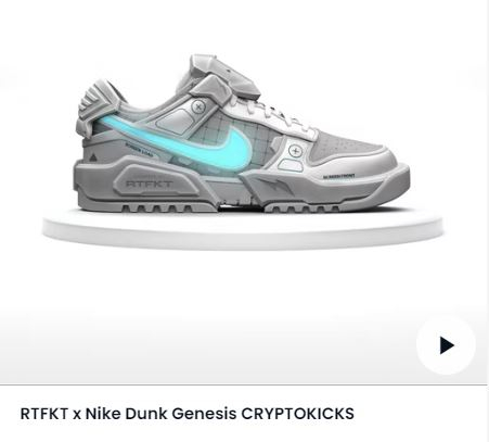 RTFKT x Nike Dunk Genesis CRYPTOKICKS NFT is sold on OpenSea, a global NFT market. [SCREEN CAPTURE]