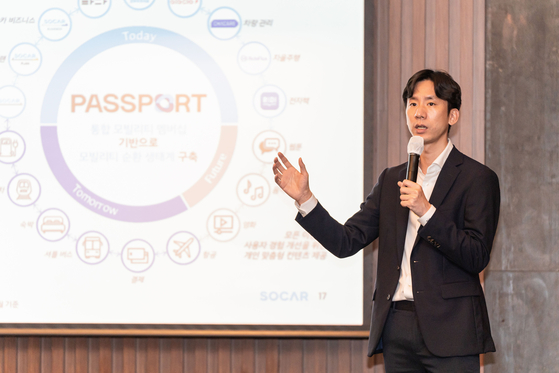 Socar CEO Jake Park talks about the company's goals during a press conference Wednesday at the Conrad Seoul in southern Seoul. [SOCAR] 