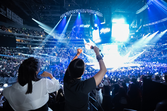 K-pop concerts take place at the Crypto.com Arena in Los Angeles during "KCON 2022 LA" on Aug. 20. [CJ ENM] 