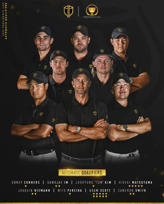 Kim Joo-hyung, top right and Im Sung-jae, bottom right. are included in the PGA Tour's announcement of the top eight golfers in the International Team for the Presidents Cup. [SCREEN CAPTURE]