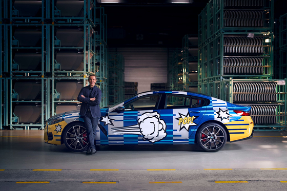 Artist Jeff Koons and BMW M850i x Drive Gran Coupe covered with his art. BMW will present the limited edition of the work during Frieze Seoul. [FRIEZE SEOUL]