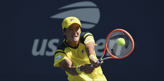 Kwon Soon-woo plays the ball during the first round of the U.S. Open against Fernando Verdasco of Spain in New York on Tuesday. [SCREEN CAPTURE]