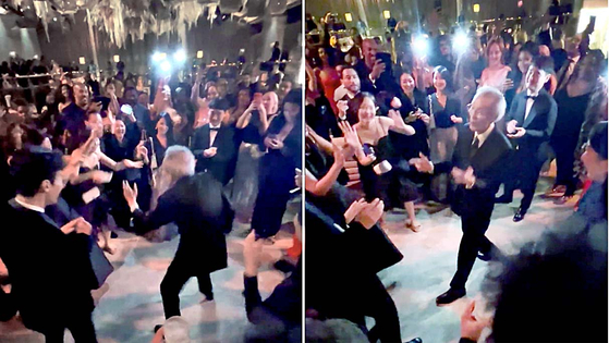 A video of ″Squid Game″ actor Oh Young-soo dancing during the Emmys after-party on Sept. 13, uploaded by American author Meena Harris on Twitter, went viral online. [SCREEN CAPTURE] 