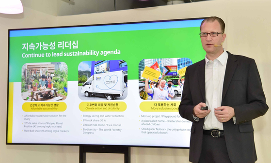 Fredrik Johansson, country retail manager of IKEA Korea, talks at a press conference held at IKEA’s Gwangmyeong branch in Gyeonggi on Wednesday. [IKEA KOREA]