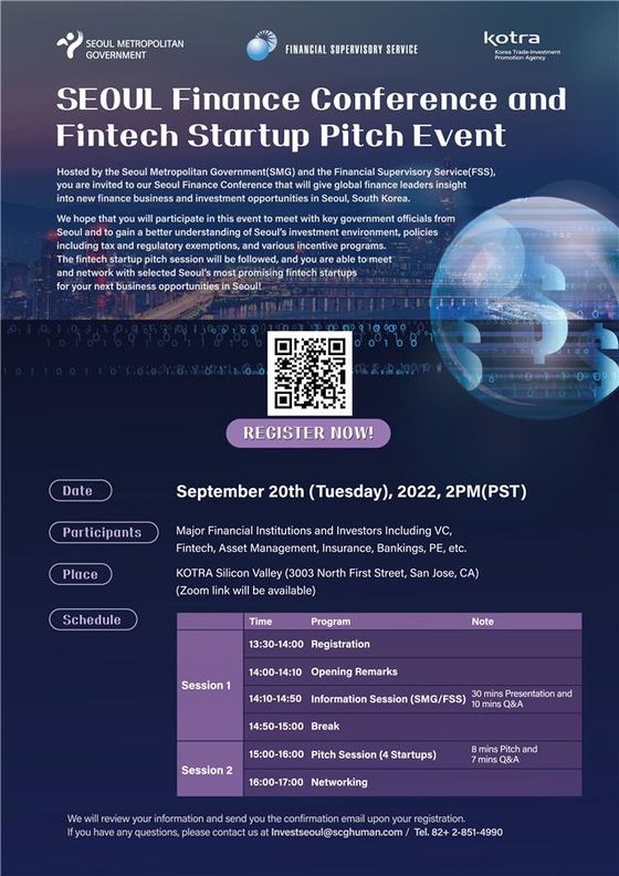 A poster for the Seoul Finance Conference and Fintech Startup Pitch Event [SEOUL METROPOLITAN GOVERNMENT]