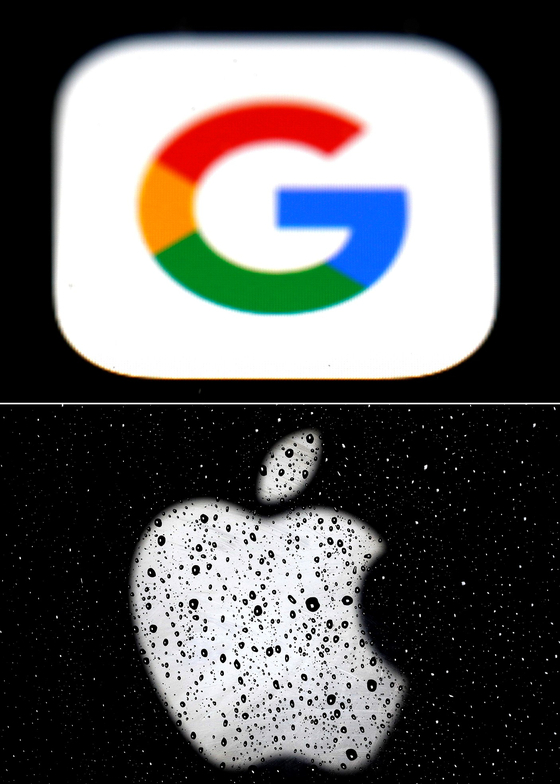 Google and Apple logos. [AP]
