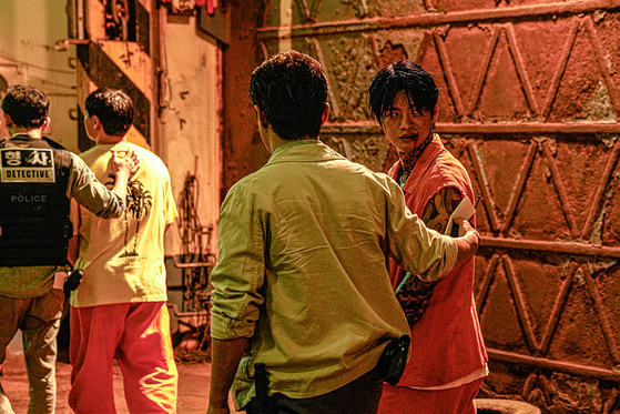 Actor Seo In-guk during a scene from the new action horror movie 
