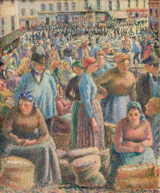 "The Cereal Market in Pontoise" (1893) by Camille Pissarro (1830-1903) [MMCA]