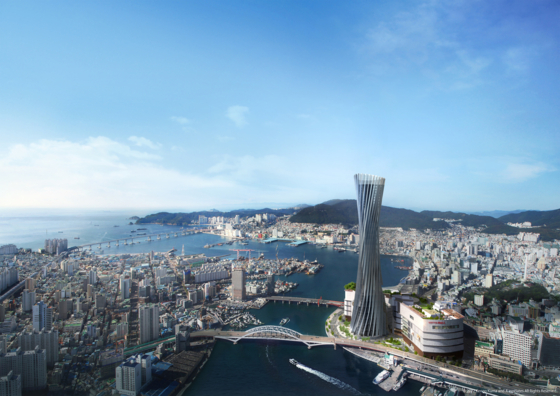 A rendering of the Lotte Tower that will be built in Busan by end of 2025. [LOTTE SHOPPING]