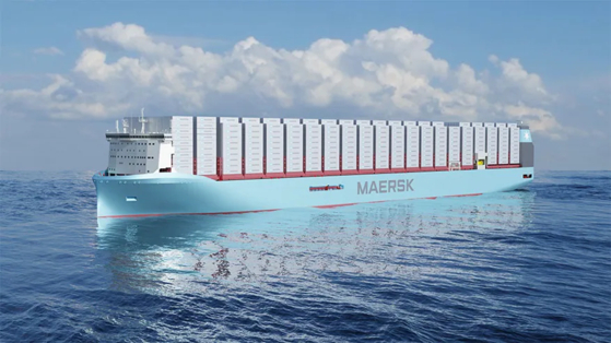 A conceptual image of a methanol-powered carrier ship to be built by Korea Shipbuilding & Offshore Engineering for Maersk. [MAERSK]