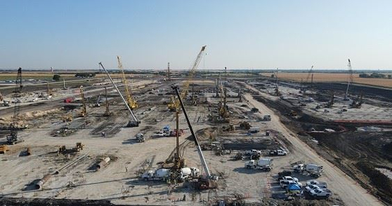 A July photo of the site of a Samsung Electronics chip plant being built in Taylor, Texas [CITY OF TAYLOR]