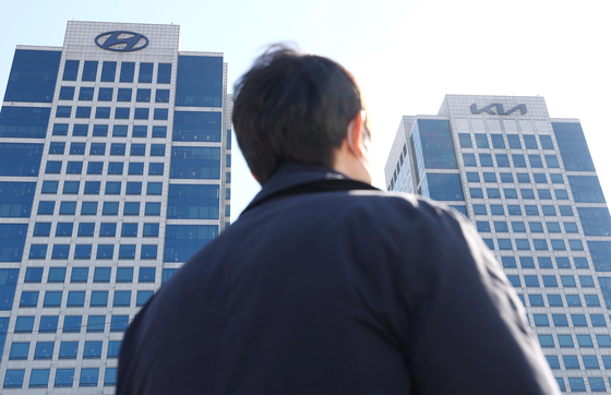 Headquarters of Hyundai Motor and Kia in Yangjae-dong, southern Seoul, are seen on Feb. 4. [YONHAP] 