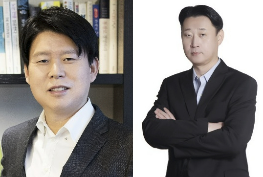 Son Yung-sik, left, newly promoted to president of Shinsege Inc., and Sohn Jeong-hyun, the new CEO nominee of SCK Company [SHINSEGAE GROUP]