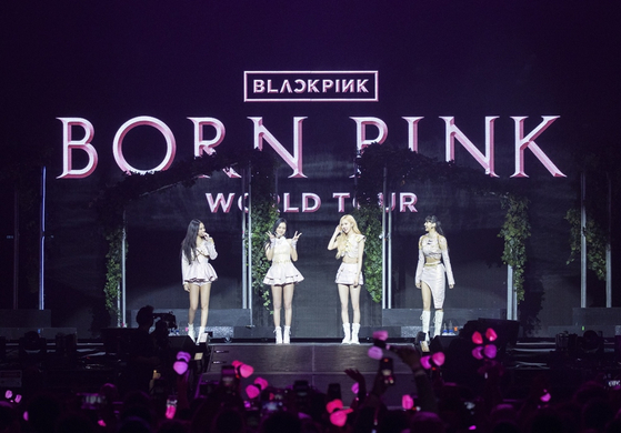 Members of girl group Blackpink perform during the two-day concert at American Airlines Center in Dallas, Texas, as part of the group's ongoing world tour "Blackpink World Tour [Born Pink]" on Oct. 25. [YG ENTERTAINMENT]