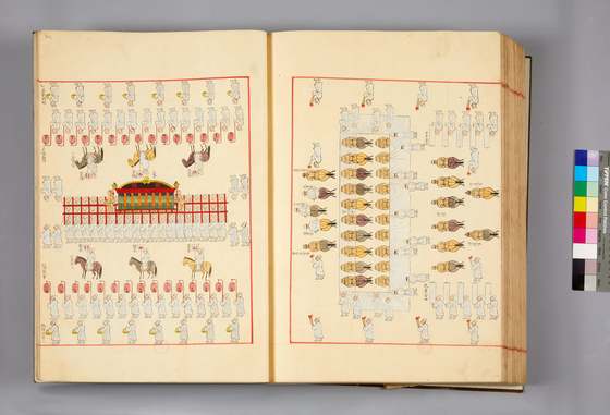 The Uigwe book that details the protocols for the funeral procession of King Hyojong (1619-1659). [NATIONAL MUSEUM OF KOREA]
