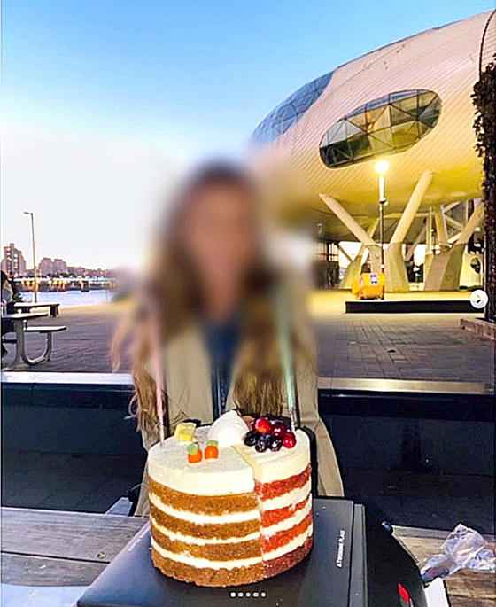 Anne Gieske's photo showing her celebrating her birthday on Friday, the day before she attended the Halloween celebrations in Itaewon, Seoul. [SCREEN CAPTURE]