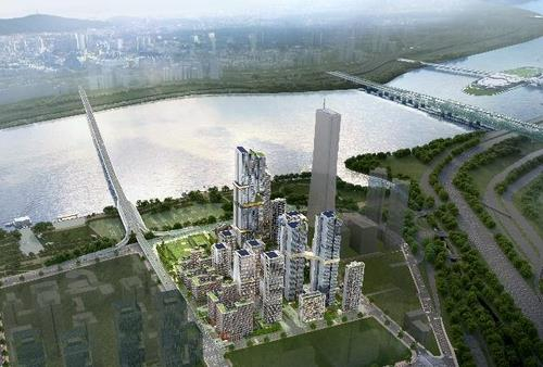A bird's-eye view of a new apartment complex to be built on the Sibeom Apartment complex site in Seoul's Yeouido district [YONHAP]