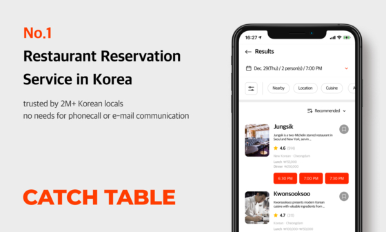 Restaurant reservation app Catch Table launched an English version of its services, according to the platform on Monday. [CATCH TABLE]