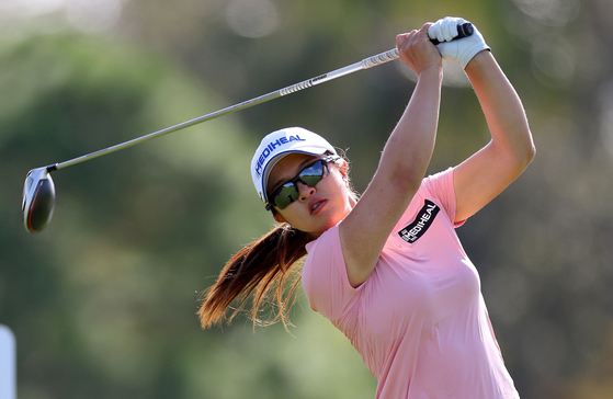 Kim Sei-young plays her shot from the 11th tee during the second round of the Pelican Women's Championship at Pelican Golf Club on Saturday in Belleair, Florida. [AFP/YONHAP]