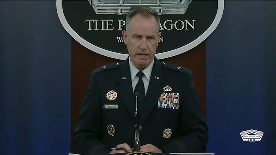 Department of Defense spokesman Brig. Gen. Pat Ryder answers questions during a daily press briefing at the Pentagon in Washington on Tuesday. [YONHAP]