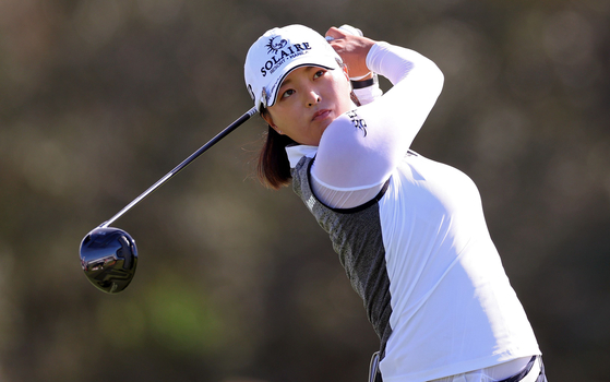 Ko Jin-young plays her shot from the 11th tee during the second round of the Pelican Women's Championship at Pelican Golf Club on Nov. 12 in Belleair, Florida. [AFP/YONHAP]